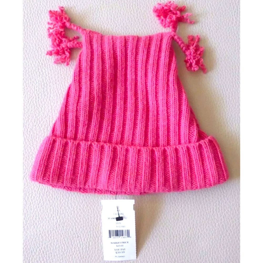 Portolano kids “flamingo” wool blend knit hat, 8-12 years ,new with tag